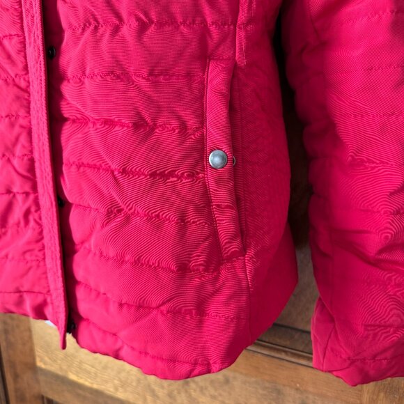 LOFT Red Puffer Jacket w/Zipper & Snap Close Medium - Picture 5 of 16